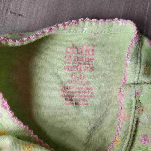 Child of Mine by Carter's Green Floral Dress Size 6-9m 100% Cotton EUC - Picture 2 of 13